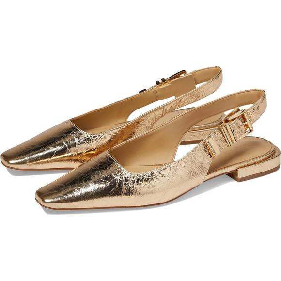 Michael Kors Womens Darrington Slingback Flats Size 6 Gold Buckle Closure NIB - Picture 1 of 12